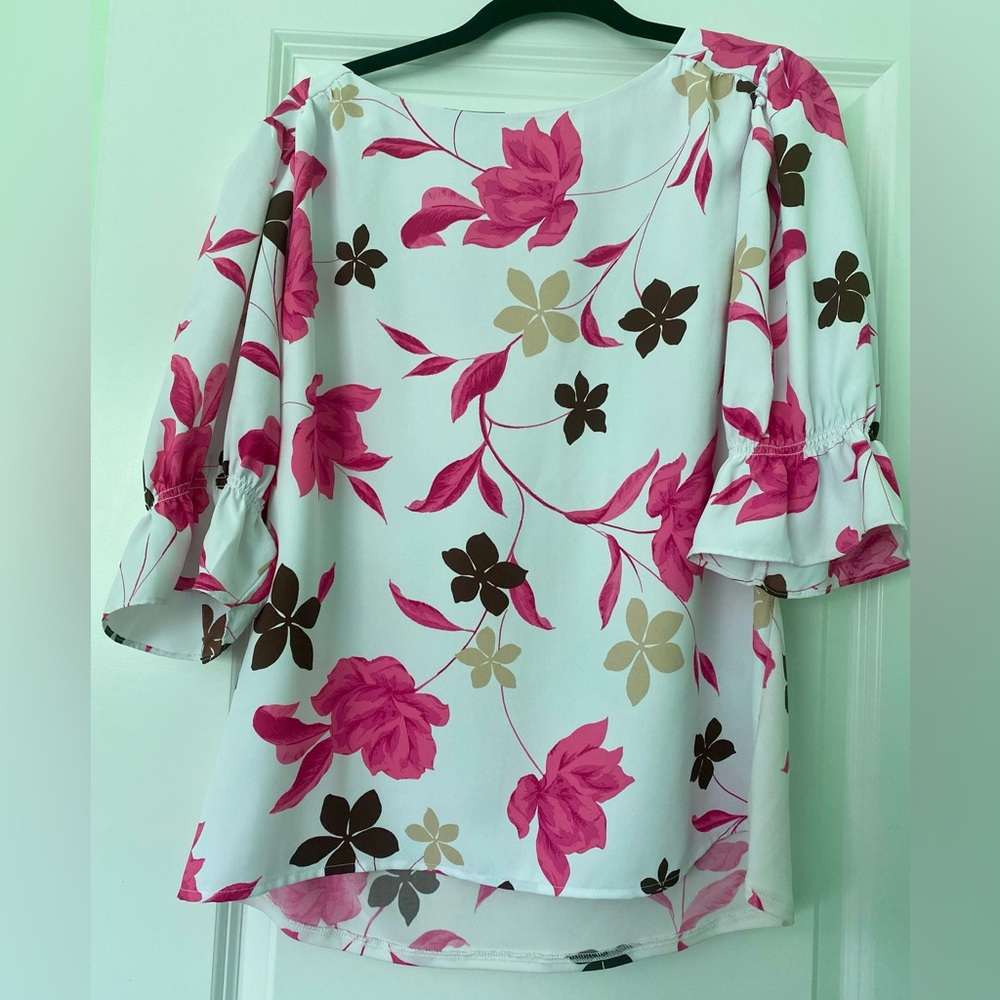 Ann Taylor Floral Women's Top - Pink and Brown